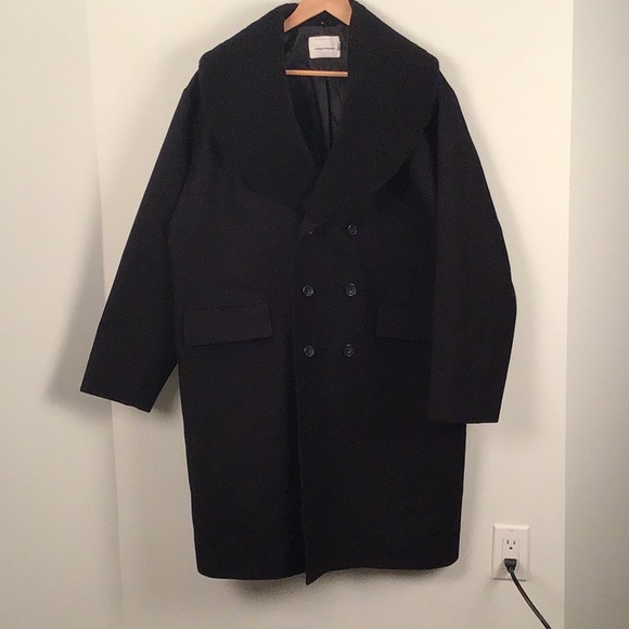 Top man premium oversized double breasted overcoat. Black color. Size M - Picture 1 of 7